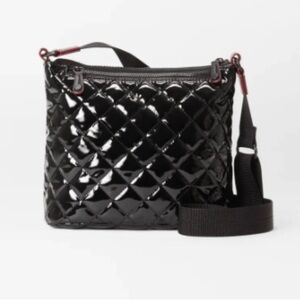 MZ Wallace Quilted Patent Scout 1.0 Crossbody Bag in Black Lacquer